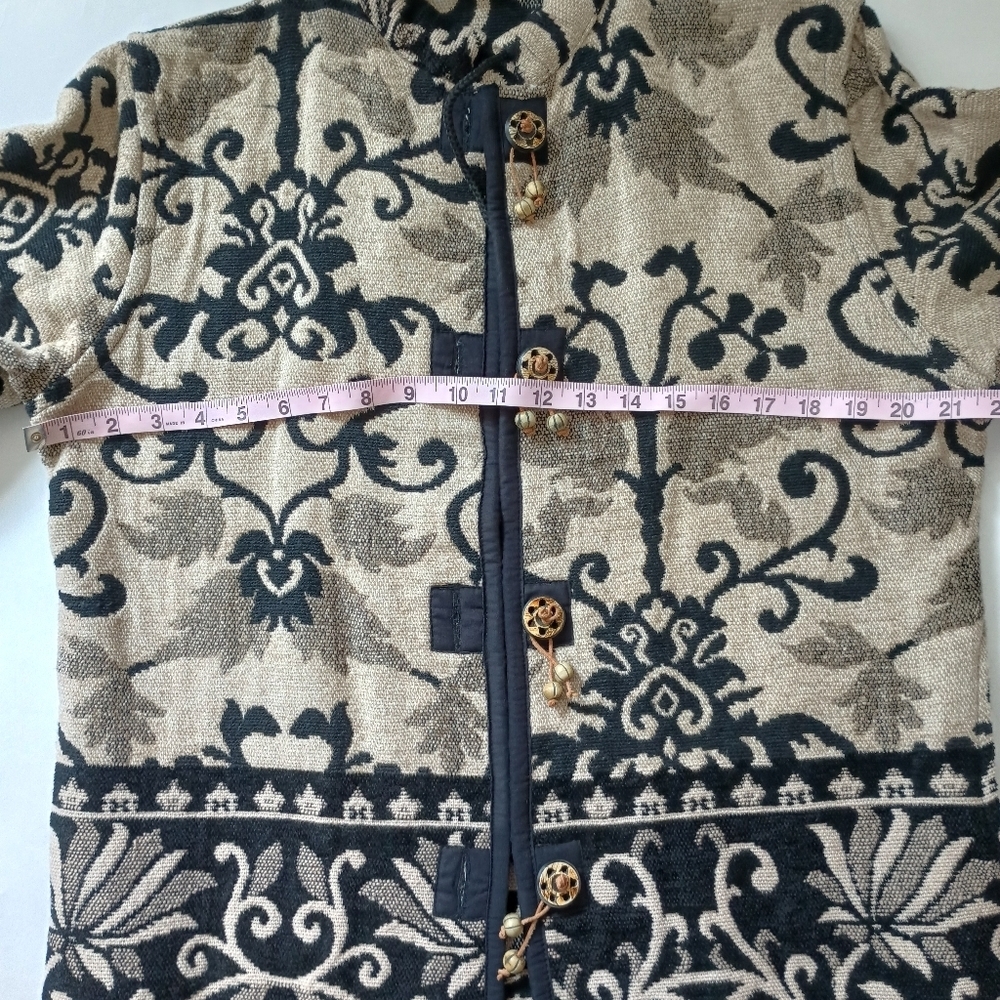 Flashback Vintage Southwestern Jacket Medium Tapestry Art Wood Buttons Navajo - Picture 14 of 15